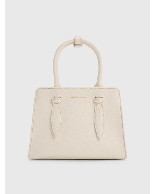 Charles & Keith Natural Allyn Structured Trapeze Tote Bag