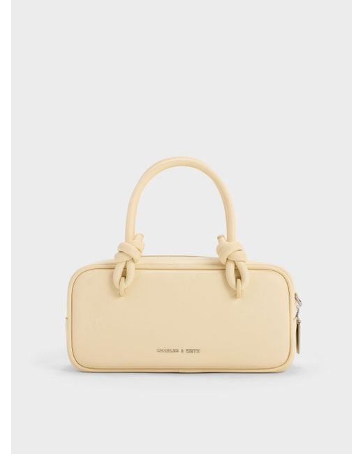 Charles & Keith Natural Sammie Knotted-Handle Elongated Bag