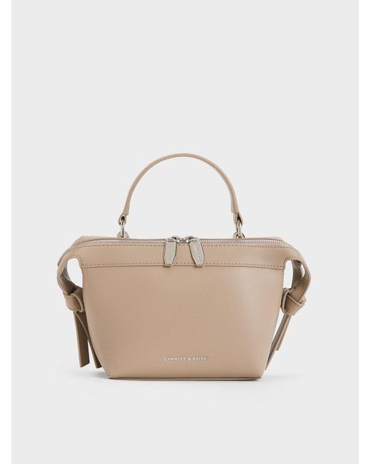 Charles & Keith Natural Aurelie Knotted Top Handle Bag
