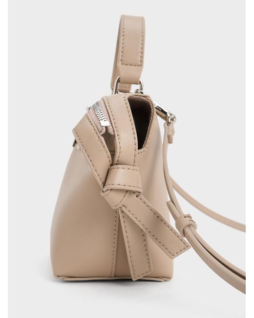 Charles & Keith Natural Aurelie Knotted Top Handle Bag