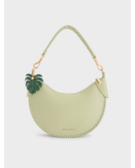Charles & Keith Blue Blume Braided Curved Hobo Bag