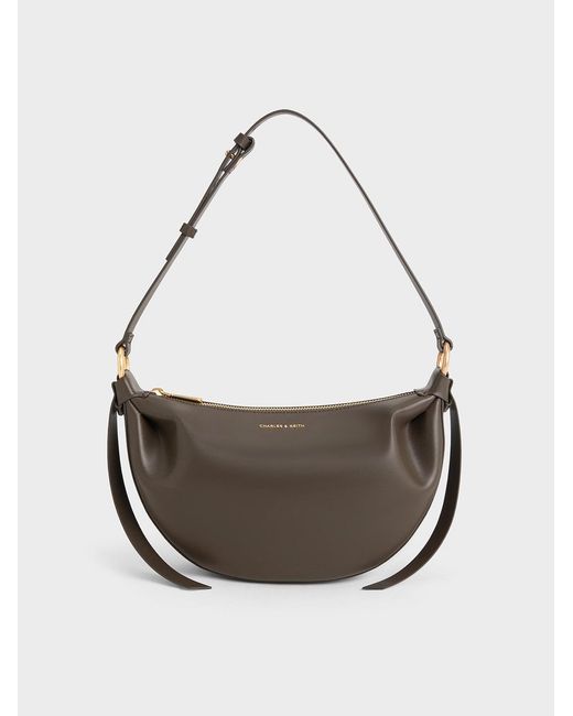 Charles & Keith White Calla Half-moon Bag