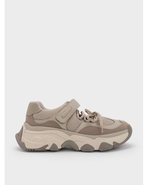 Charles & Keith Natural Gaskell Mesh Mary Jane Sneakers