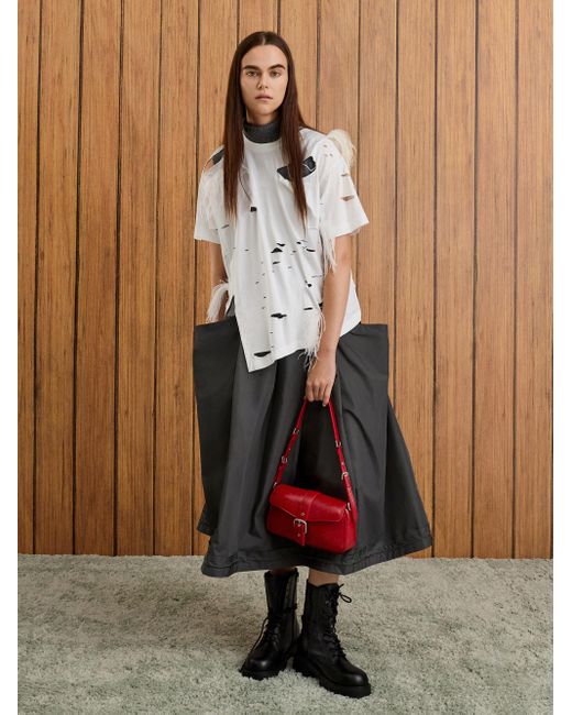 Charles & Keith Red Blaise Belted Shoulder Bag