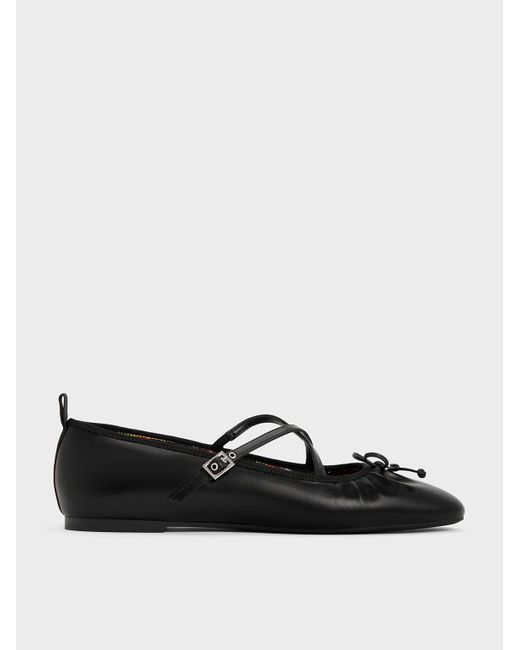 Charles & Keith Black Crossover-strap Mary Jane Flats