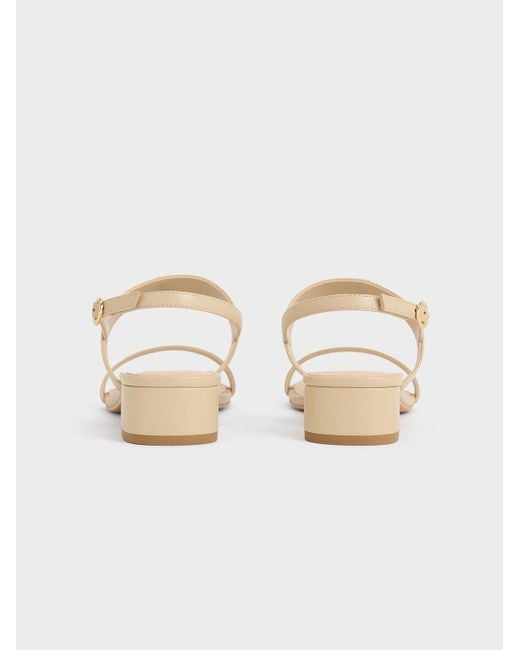 Charles & Keith Natural Metallic-accent Slingback Sandals