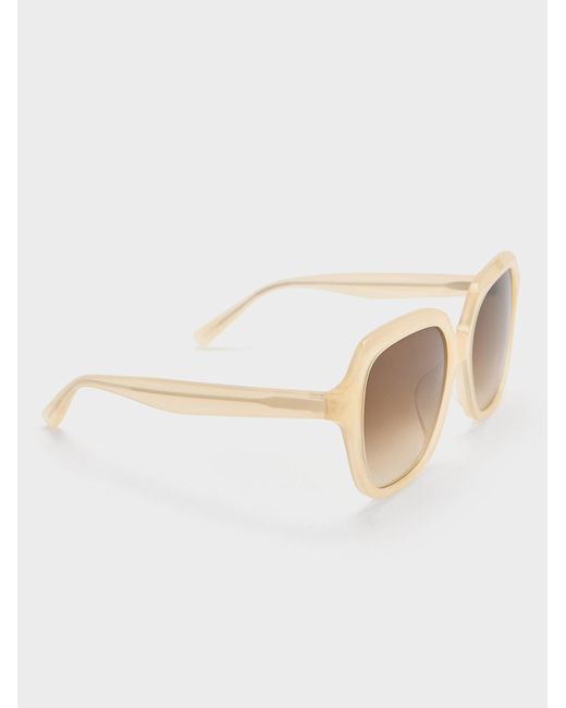Charles & Keith Natural Recycled Acetate Wide-square Sunglasses