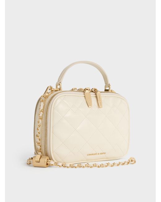 Charles & Keith Natural Duo Quilted Vanity Bag