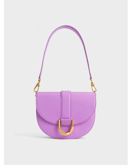 Charles & Keith Gabine Saddle Bag in Violet (Purple) | Lyst