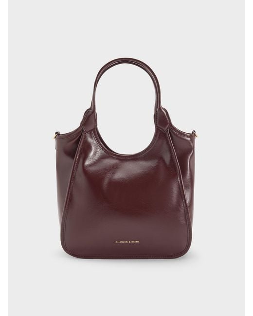 Charles & Keith Purple Mini Sianna Crinkle-Effect Slouchy Tote Bag