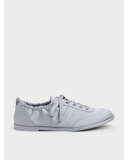 Charles & Keith White Satin Ruched Sneakers