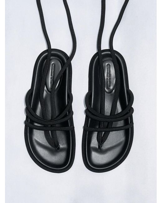 Charles & Keith Black Toni Tubular Tie-around Sandals