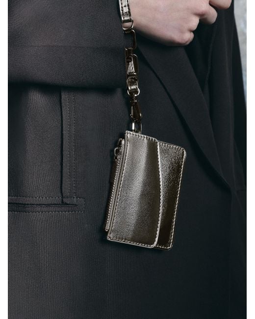 Charles & Keith White Agatha Chain-accent Wristlet Card Holder