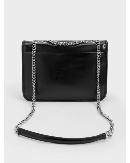 Charles & Keith Black Neva Chain-handle Shoulder Bag