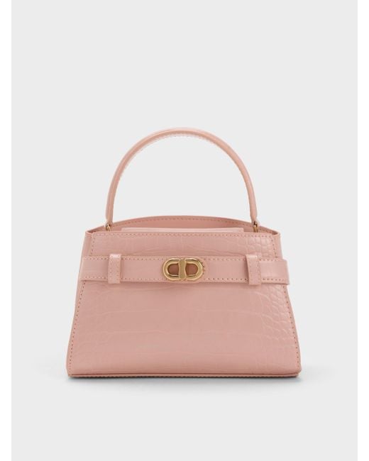 ★CHARLES&KEITH★Aubrielle Croc-Effect Top Handle Bag 送料込 Black Aubrielle Croc-Effect Top Handle Bag - CHARLES & KEITH CA