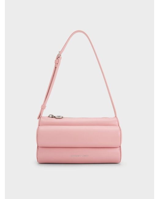 Charles & Keith Pink Mabel Flower Shoulder Bag