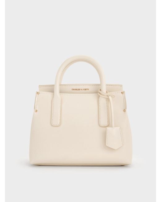 Charles & Keith Natural Rene Structured Top Handle Bag