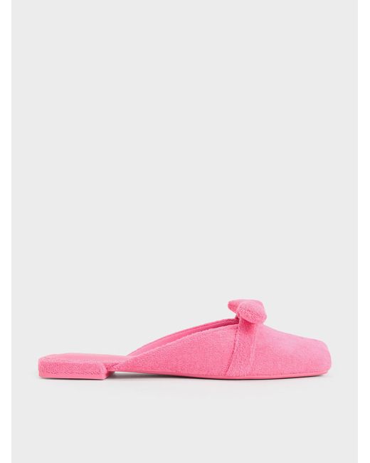 Charles & Keith Pink Loey Textured Knotted Mules