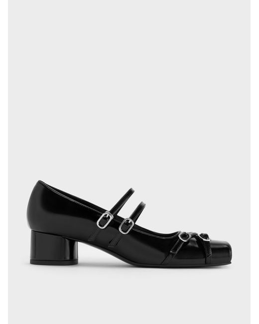 Charles & Keith Black Janis Double-Strap Mary Jane Pumps
