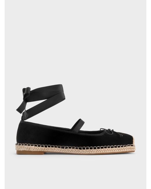 Charles & Keith White Bernadine Faux Suede Espadrille Flats