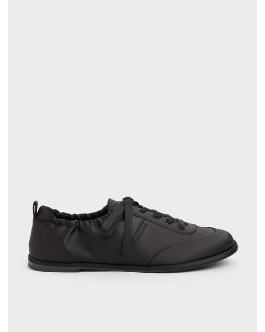 Charles & Keith Black Satin Ruched Sneakers