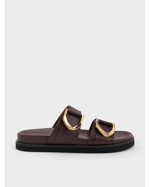 Charles & Keith Multicolor Gabine-Buckle Leather Slides