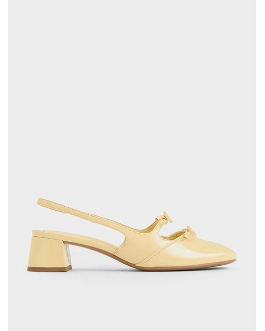 Charles & Keith Natural Dorri Double-bow Slingback Pumps