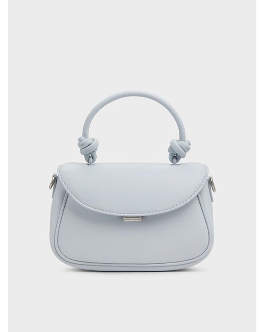 Charles & Keith Gray Sammie Knotted-Handle Front-Flap Bag