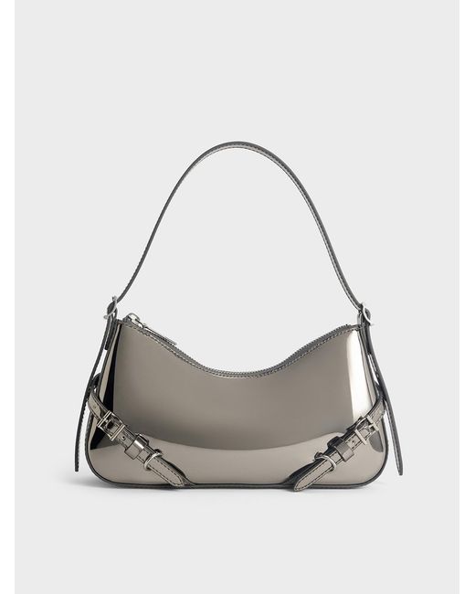 Charles & Keith Gray Sloane Metallic Shoulder Bag