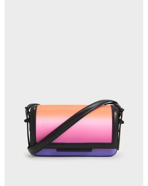 Charles & Keith Pink Cesia Holographic Crossbody Bag