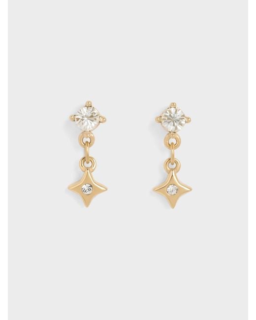 Charles & Keith White Everest Crystal Star Drop Earrings