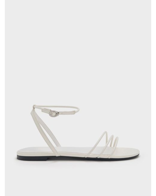 Charles & Keith White Triple-Strap Sandals