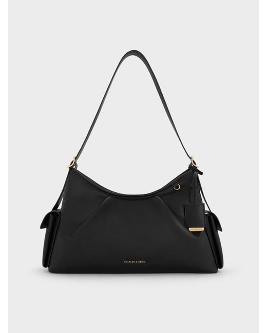 Charles & Keith Black Khai Side-pocket Shoulder Bag