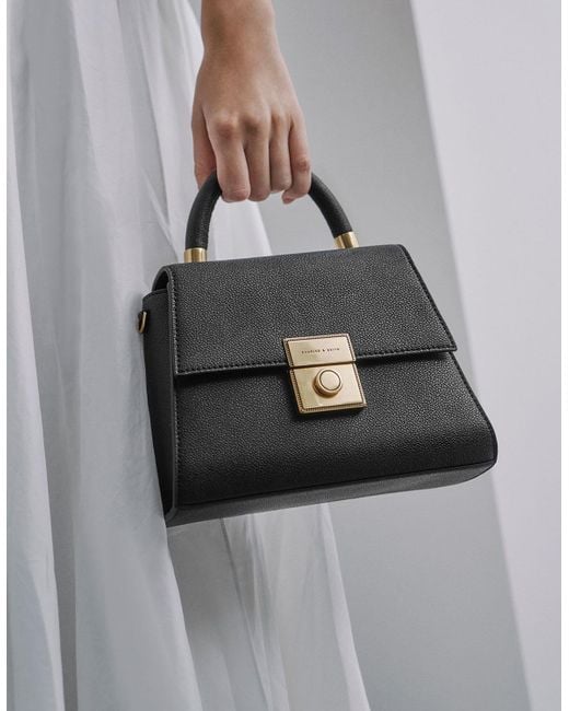 Charles Keith Trapeze Top Handle Bag in Black Lyst