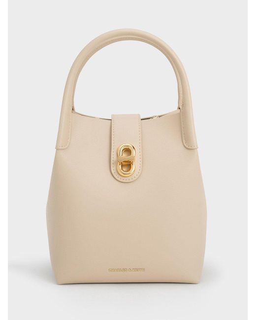 Charles & Keith White Aubrielle Bucket Bag