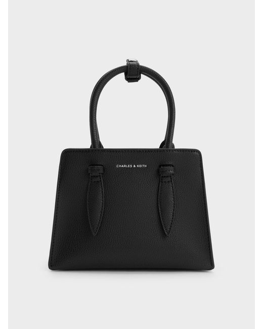 Charles & Keith Black Allyn Structured Trapeze Tote Bag