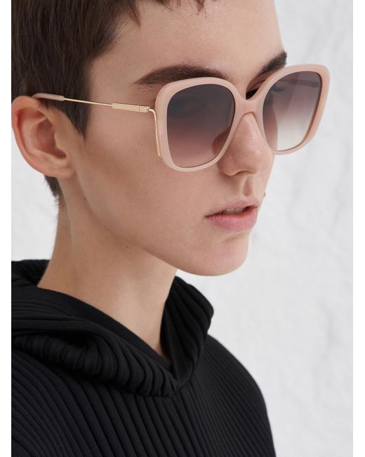 Charles & Keith Pink Recycled Acetate Wide-frame Butterfly Sunglasses