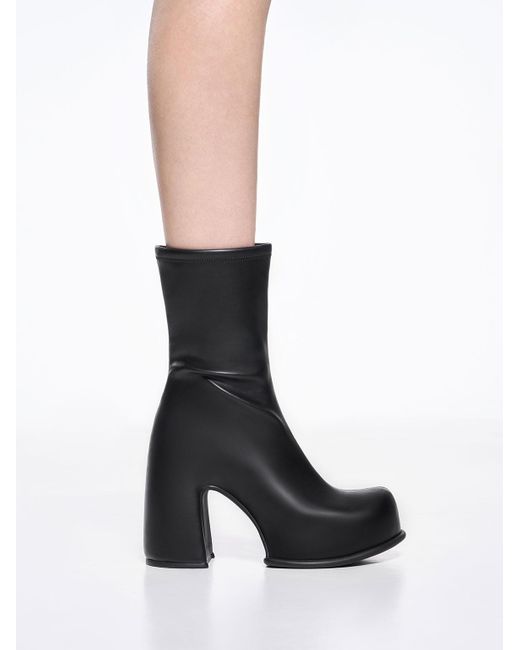 Charles & Keith Black Pixie Platform Ankle Boots