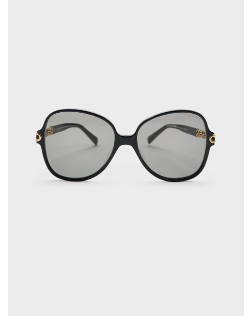 Charles & Keith Gray Delaney Chain-Link Butterfly Sunglasses