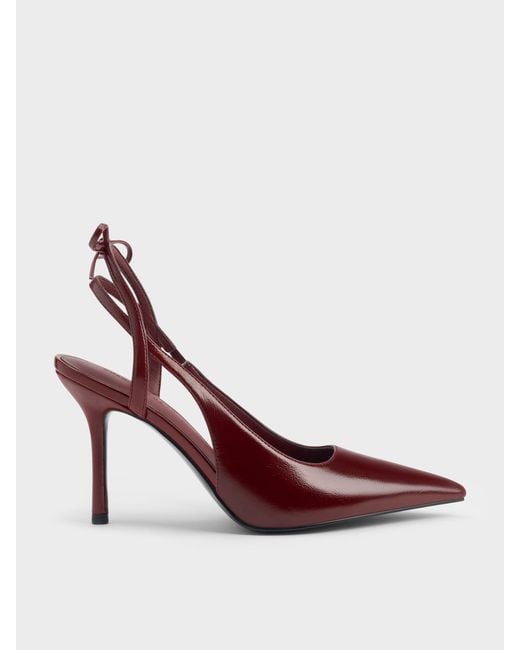 Charles & Keith Pink Back-Bow Slingback Pumps