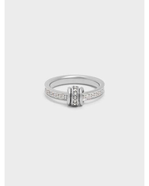 Charles & Keith White Hermione Crystal Ring