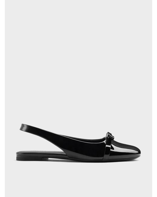 Charles & Keith White Dorian Patent Bow Slingback Flats