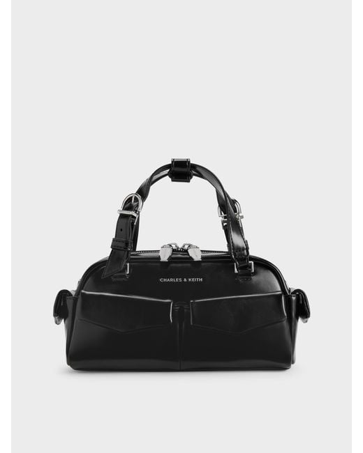 Charles & Keith Black Rachel Multi-Pocket Bowling Bag