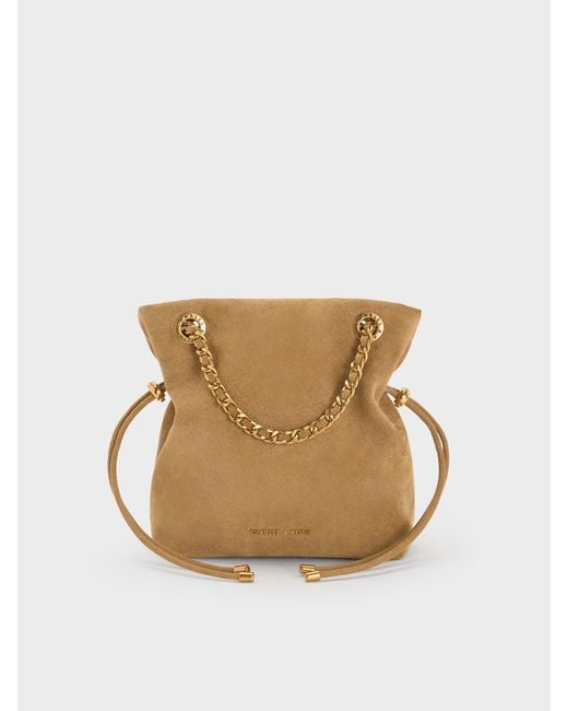 Charles & Keith Natural Arya Braided-Chain Crossbody Bag