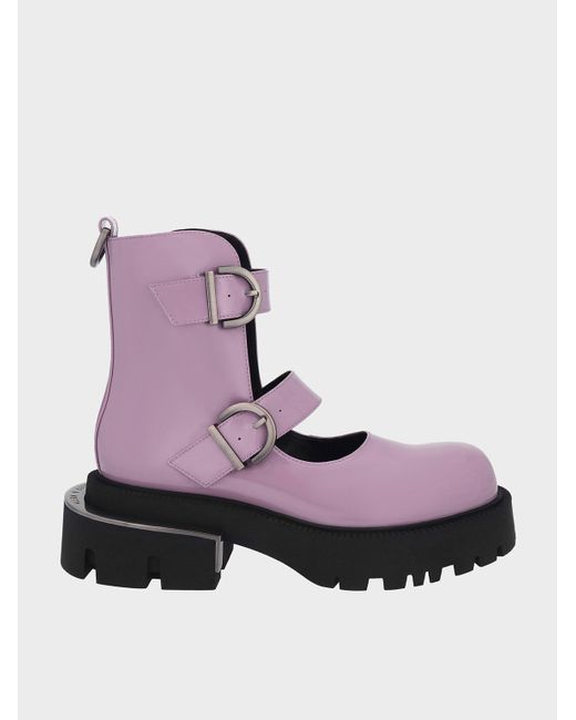 Keith Selma Patent Buckled Chunky Boots 