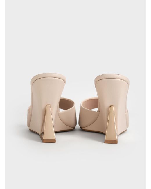 Charles & Keith Natural Triangle-heel Wedge Mules
