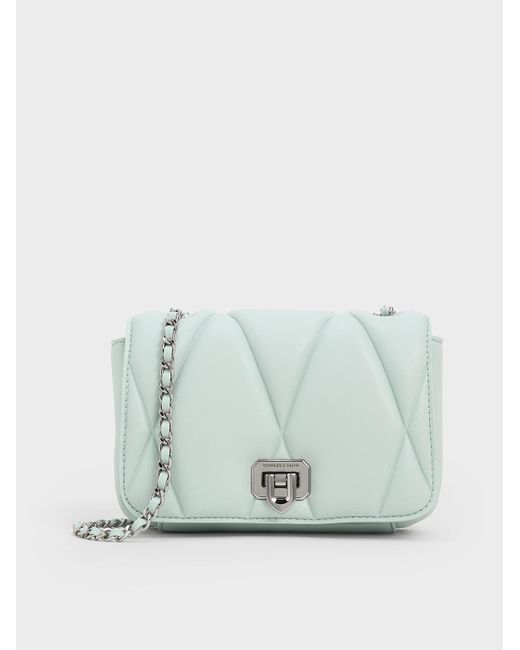 Charles & Keith Blue Arwen Quilted Shoulder Bag