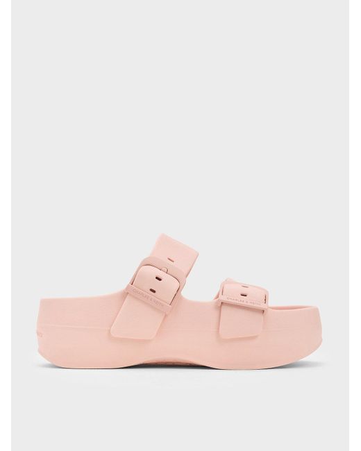 Charles & Keith Pink Bunsy Double-strap Sports Sandals