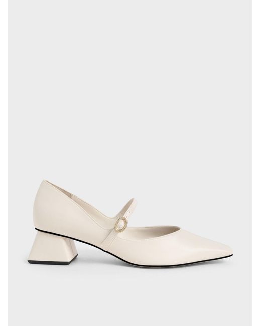 Charles & Keith Natural Roxane Square-toe Mary Janes