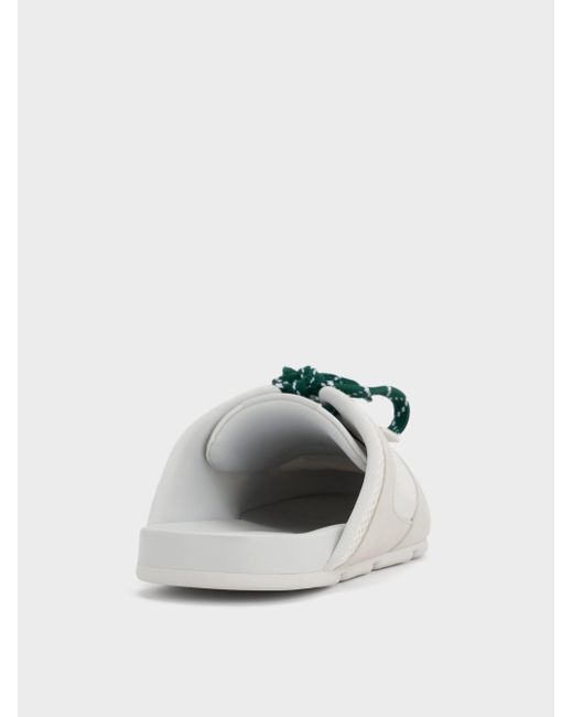 Charles & Keith White Mesh Patterned-Lace Slip-On Sneakers